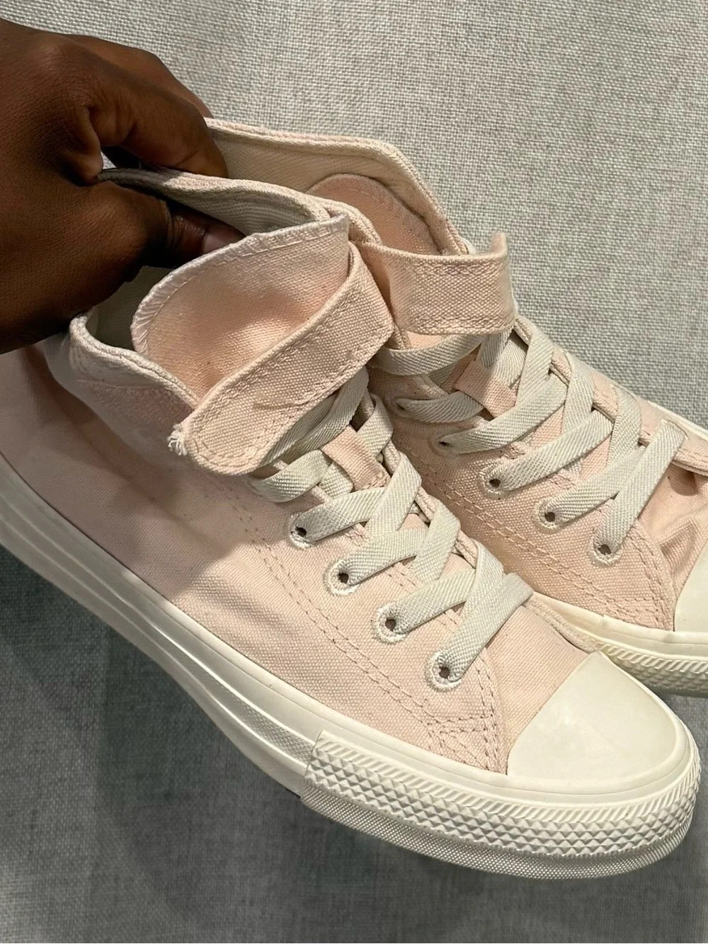Converse High Top Sneakers in Pale Pink Canvas